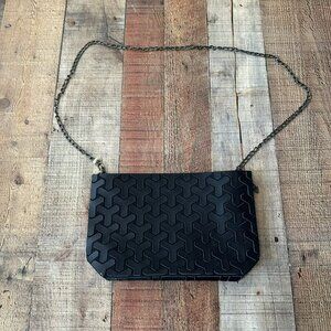 Emilio Pepe Shoulder Cross Body Bag Purse Black Geometric Shaped Made in Italy